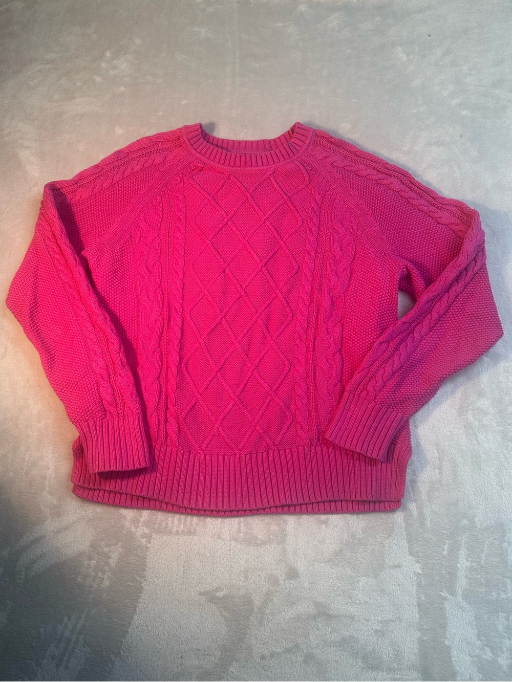 GAP Women’s Medium Pink Cable Knit 100% Cotton Crewneck Sweater